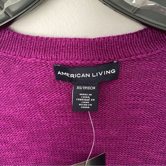 American Living Women’s Open Waterfall Front Fringe Details Purple Cardigan - Picture 2 of 4